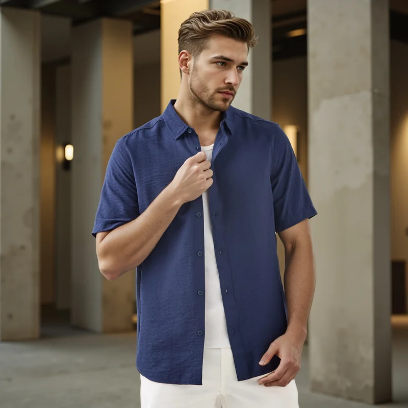 Splash FAV Regular Fit Crinkle Textured Collared Shirt