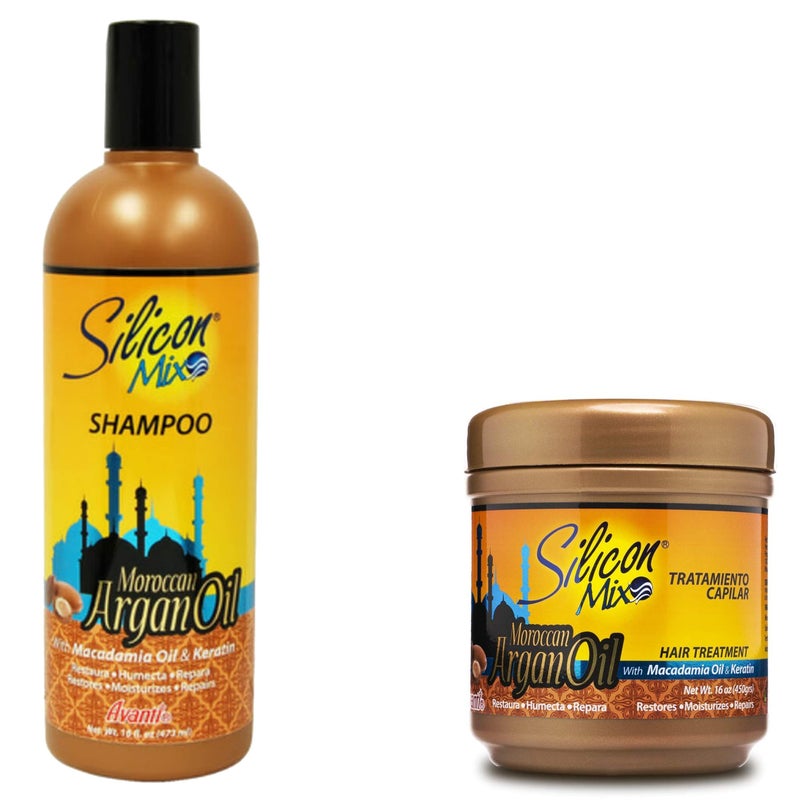 Silicon Mix Moroccan Argan Oil Shampoo + Hair Treatment 16oz "Set" - Image 1