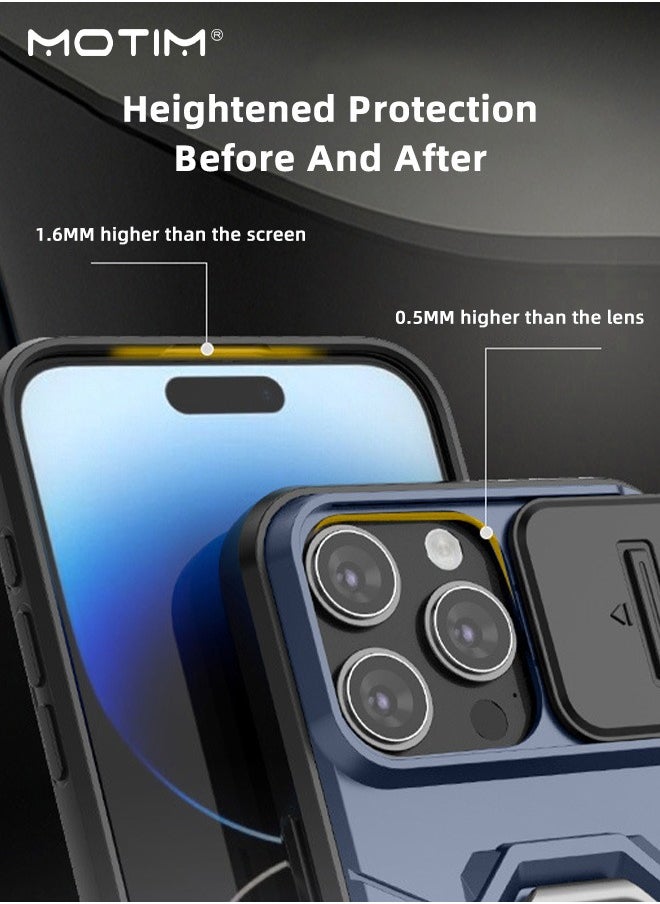 Motim iPhone 15 Pro/iPhone 15 Pro Max Case with Slide Camera Cover and Invisible Stand, Phone Case Cover for iPhone 15 Pro/15 Pro Max with Magnetic Car Mount Holder, Top Grade Heavy Duty Protective Kickstand  - Image 3