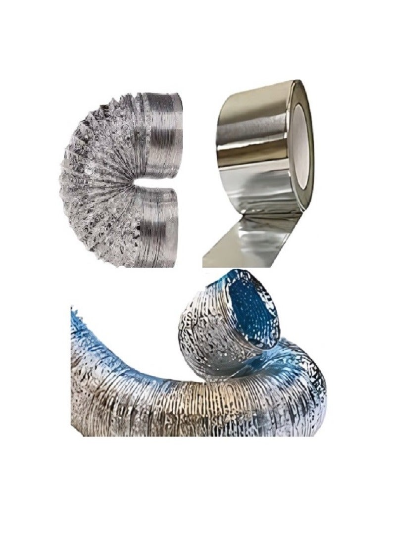 Shams 2.5 Meter 5 Inch Kitchen Chimney Heater Cooker Hose - 5 Inch Chimney Exhaust Pipe With Adhesive Roll 10 Meter Wide Glossy Gray (2.5 Meter 5 Inch)  - Image 1