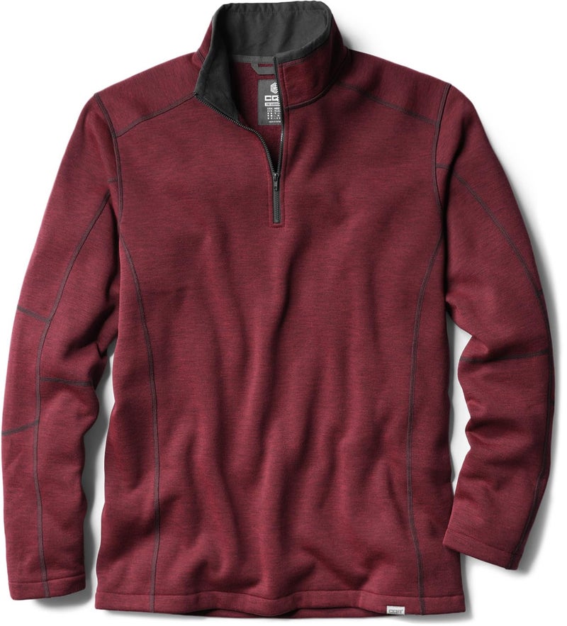CQR Men's Thermal Fleece Quarter Zip Sweater, Outdoor Lightweight Long Sleeve Pullover, Casual Mock Neck Polo Sweaters, Crest Wine, Large - Image 3