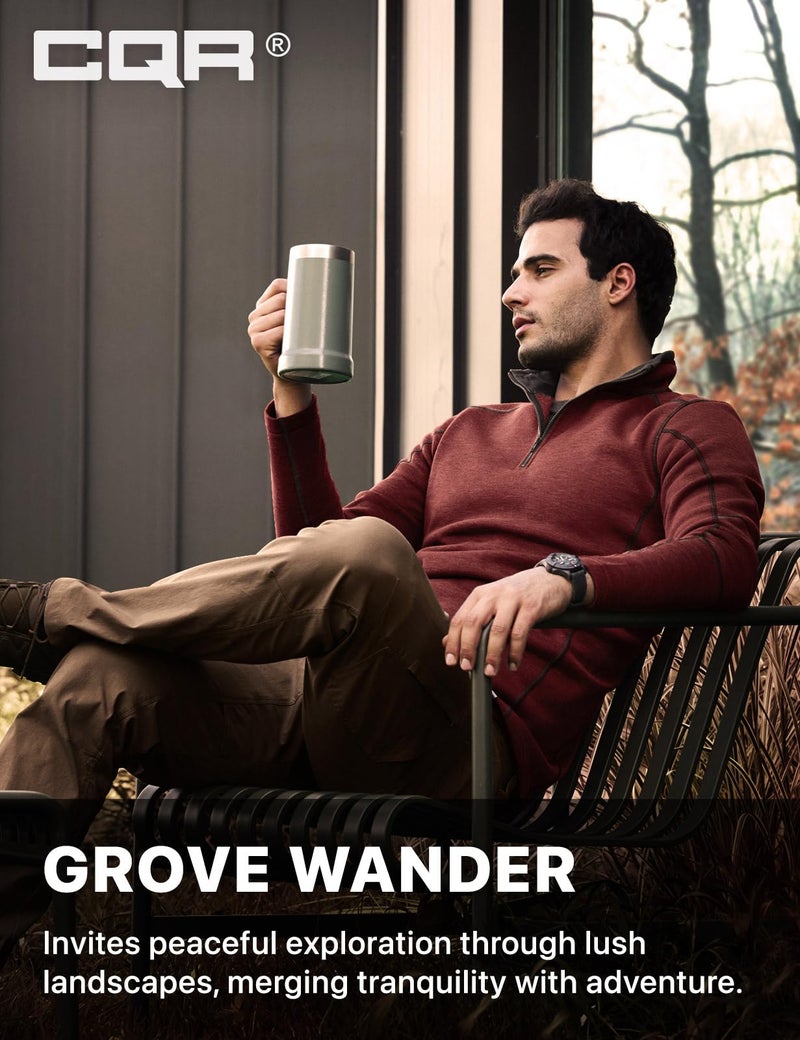 CQR Men's Thermal Fleece Quarter Zip Sweater, Outdoor Lightweight Long Sleeve Pullover, Casual Mock Neck Polo Sweaters, Crest Wine, Large - Image 4