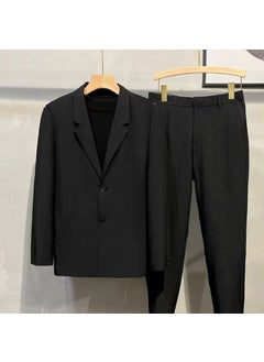 Generic Mens Casual Blazer Spring Autumn Fashion Loose Black Suit Black 