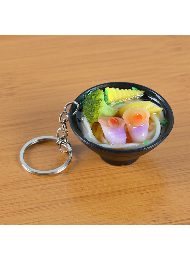 A Generation Of Hair Simulation Udon Noodle Food Play Pendant Creative Simulation Food Bowl Japanese Ramen Model Pendant-Color:Oyster Winter Bamboo Shoots Noodles-key Ring-Dimensions:5cm*2cm*2.5cm  - Image 1