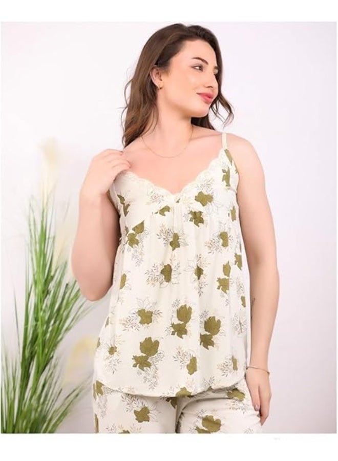Women's Strappy Pajamas – Summer Sleepwear Set in Lightweight and Comfortable Fabric – Suitable for Peaceful Sleep (code 2051) AB - Image 2