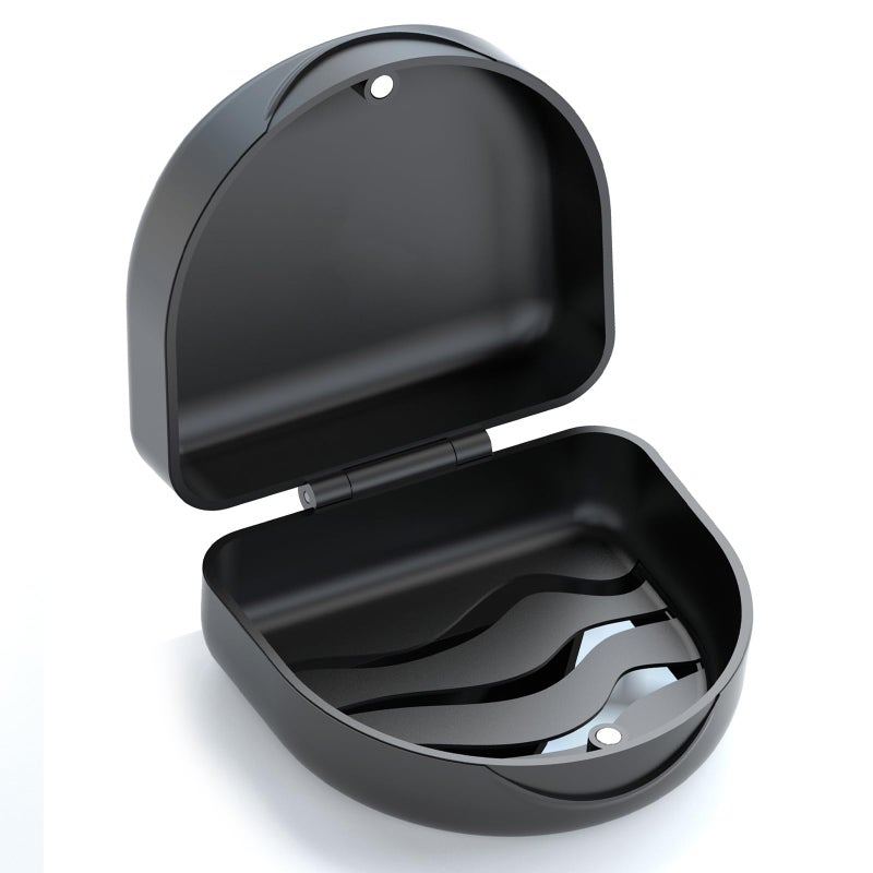 Retainer Case Denture Case BVN Orthodontic Dental Case Slim Braces Case Mouth Guard Case Denture Box Teeth Aligner Case Night Guard Case Container Storage Holder Black