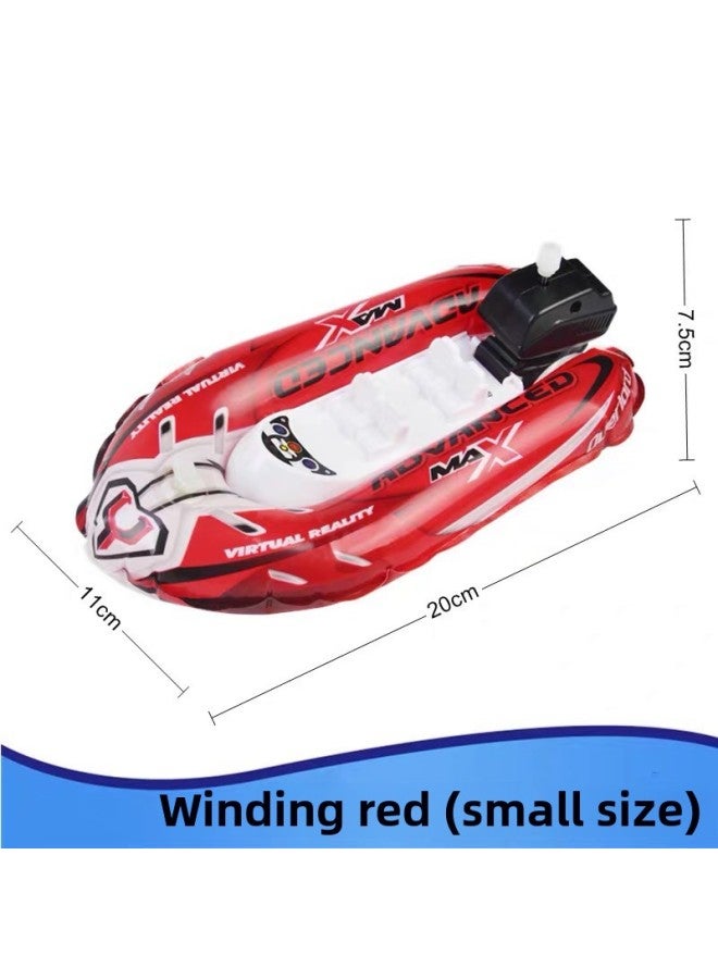 Electric Boat Toy Baby Bathtub Swimming Inflatable Speedboat Air Cushion Boat Chain Electric Remote Control Boat With Light-Color:Chain Ship Red (small Size) - Image 1