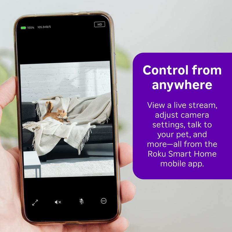 Roku Indoor Camera - Home Security - 2-Pack - Wired Security Camera & Pet Monitor with 1080p HD Color Night Vision, Works with Alexa & Google, Motion & Sound Detection, WDR & WiFi 6 - Image 5