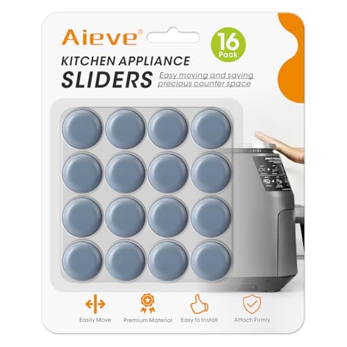 Aieve Appliance Sliders 16 Pcs Self Adhesive Appliance Slider for Easy Moving Space Saving Small Countertop Rollers Kitchen Hacks Mixer Accessories