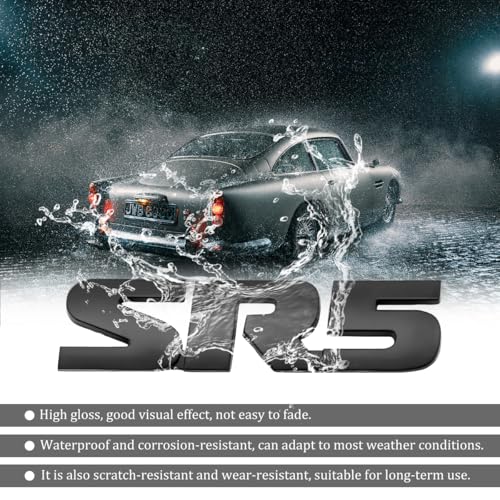 BWBWND 2 PCS 3D SR5 Metal Emblem, Classic Decorative SR5 Nameplate Logo Side Rear Tailgate Badge, Car Fender Trunk Letters Emblem Sticker Decal Compatible with 4Runner Tacoma (Black) - Image 4