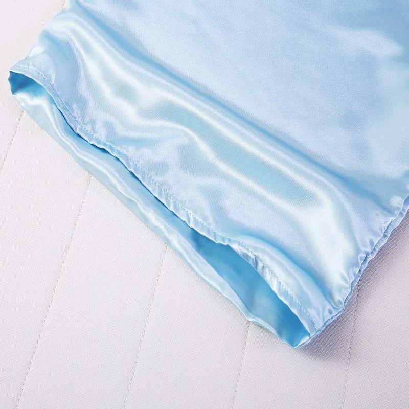 LCBD Silky Satin Toddler Pillowcases Set of 2, Super Soft Travel Pillow Covers, Small Kids Pillow Cases with Envelope Closure, 13"x 18", Light Blue - Image 5