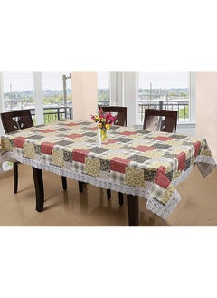 Kuber Industries Kuber Industries Flower Design 6 Seater Dining Table Cover|WaterProof & Heat Resistant (Brown),Polyvinyl Chloride (PVC),Rectangular,Pack of 1  - Image 1