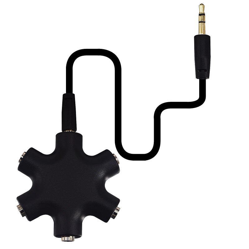 Onelinkmore Headphone Splitter - 5-Jack 3.5mm Audio Stereo Adapter for Headsets, Earbuds, Earphones - 1 Male to 4 Female With Stereo Cable - Image 1