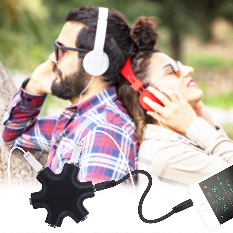 Onelinkmore Headphone Splitter - 5-Jack 3.5mm Audio Stereo Adapter for Headsets, Earbuds, Earphones - 1 Male to 4 Female With Stereo Cable - Image 4