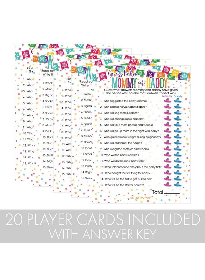 DISTINCTIVS تحدث عن حفلة استقبال المولود، خمن من هو الأم أو الأب وكل الأشياء الاحتفالية (حزمة ألعاب 2) 20 بطاقة مزدوجة الجوانب - Image 5