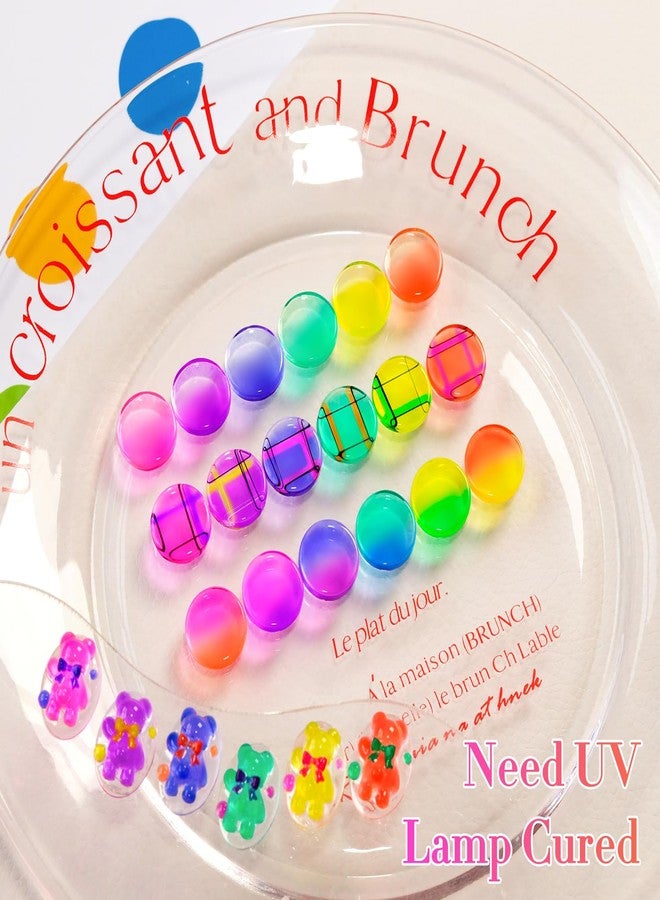 Double Rhythm 6 Pcs 15 ML Gel Polish Set Same Color Same Bottle Soak Off Jelly Neon Gel Polish Kit Nail Art Manicure Salon DIY at Home (Pink Purple Blue Green Yellow Green-T6-50) - Image 4