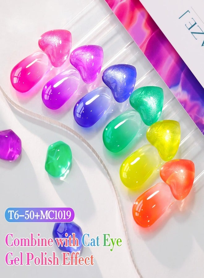 Double Rhythm 6 Pcs 15 ML Gel Polish Set Same Color Same Bottle Soak Off Jelly Neon Gel Polish Kit Nail Art Manicure Salon DIY at Home (Pink Purple Blue Green Yellow Green-T6-50) - Image 5