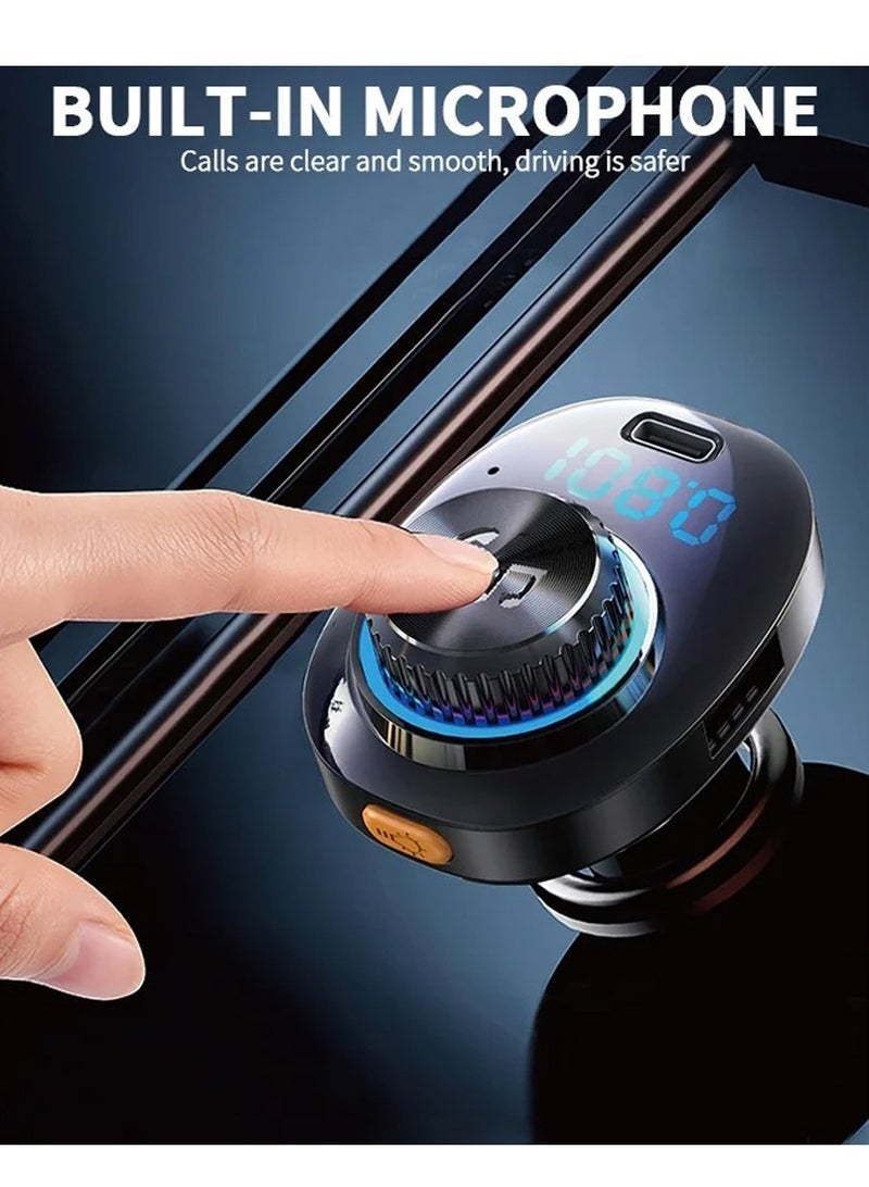 general Bluetooth FM Transmitter for Car,Bluetooth 5.0 Car Adapter,QC 3.0 Charging,7 Color LED Backlit,Dual USB Port,Handsfree Call,Wireless Radio Receiver,Supports TF Card/U-Disk - Image 3