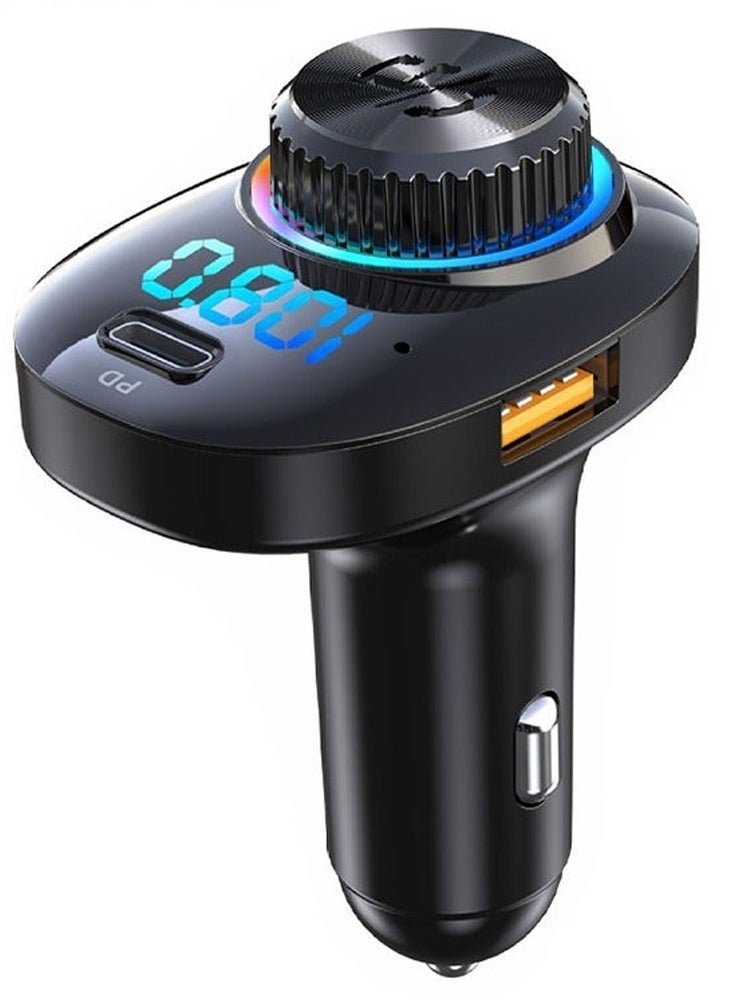 general Bluetooth FM Transmitter for Car,Bluetooth 5.0 Car Adapter,QC 3.0 Charging,7 Color LED Backlit,Dual USB Port,Handsfree Call,Wireless Radio Receiver,Supports TF Card/U-Disk - Image 1