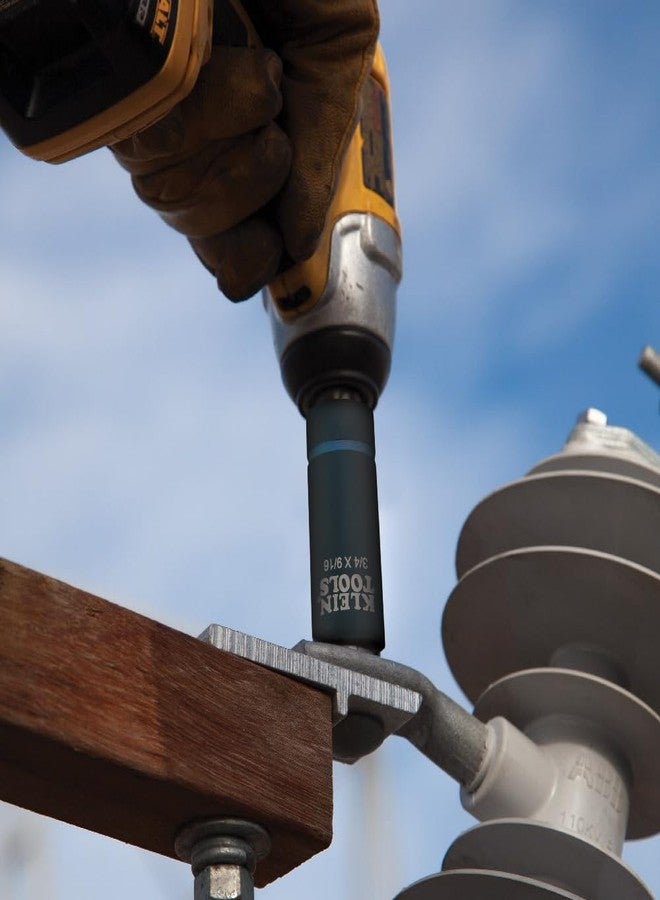 Klein Tools 66001 2-in-1 Impact Socket, Sizes 3/4-Inch and 9/16-Inch Hex, 12-Point Deep Socket Wrench with 1/2-Inch Drive - Image 4