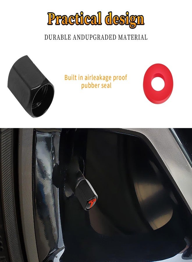 Eaglewireless 5 Pack Tire Valve Stem Caps Leakproof Aluminum Tire Valve Caps with Rubber O-Rings Compatible with for Tesla Model 3, S, X, Y (Red Logo) - Image 5