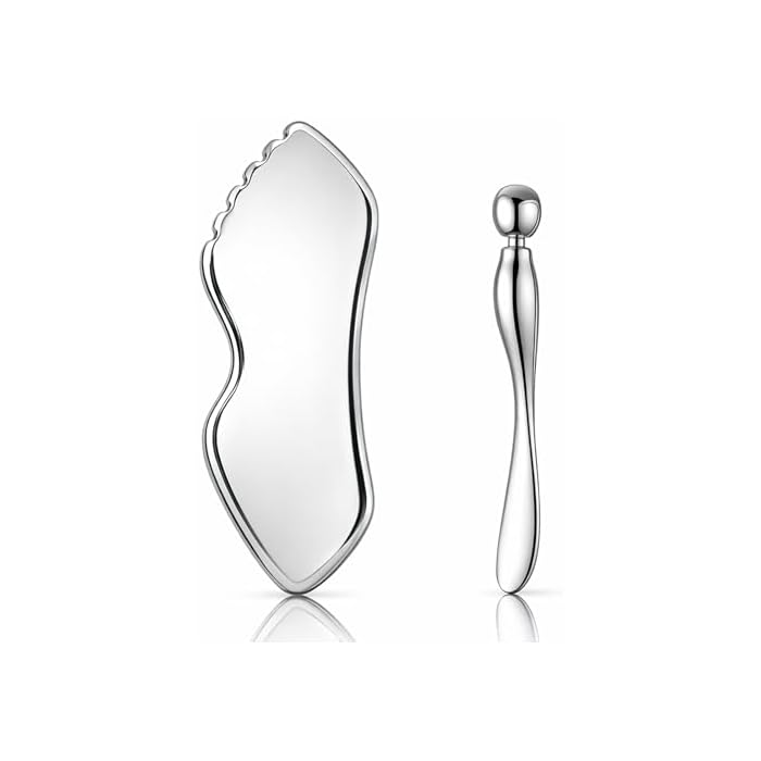 2 Pcs Stainless Steel Gua Sha Facial Tools, Face Massager Tool Face and Body Skin Massage Metal Guasha Tool Face Sculpting Tools, Skin Care Gift for Women