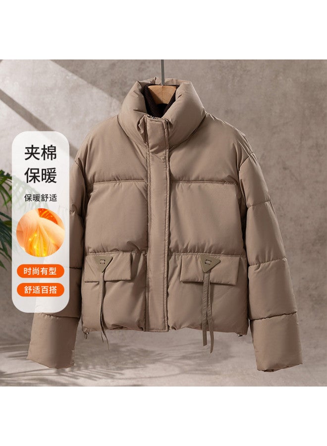 Fapai Autumn Winter Women's Cotton Jacket Short Stand Collar Puffer Coat Women's High-end Stylish - Image 2