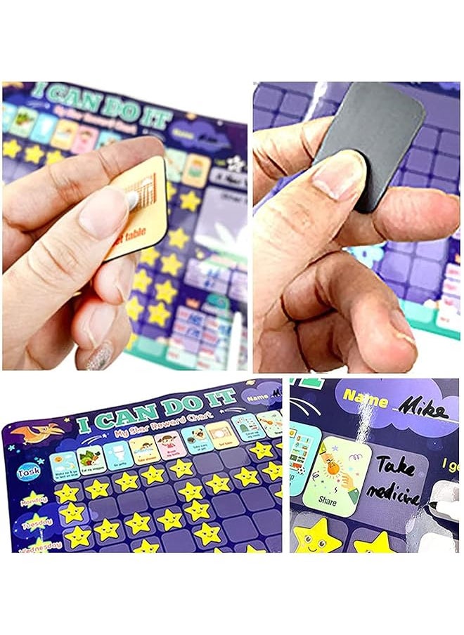 Magnetic Reward Chart Kids Daily Routine Responsibility Chore Chart For Kids Kids Chore Chart With Insertable Pen Behavior Tile And Star Tile Reward Chart For Kids Educational Toys Blue