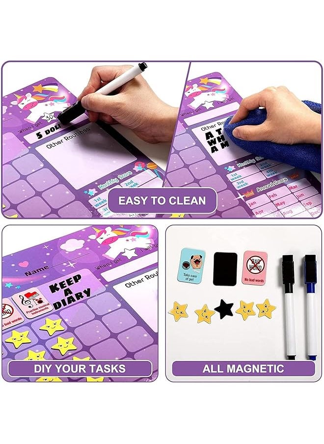 Magnetic Reward Chart Kids Daily Routine Responsibility Chore Chart For Kids Kids Chore Chart With Insertable Pen Behavior Tile And Star Tile Reward Chart For Kids Educational Toys Blue