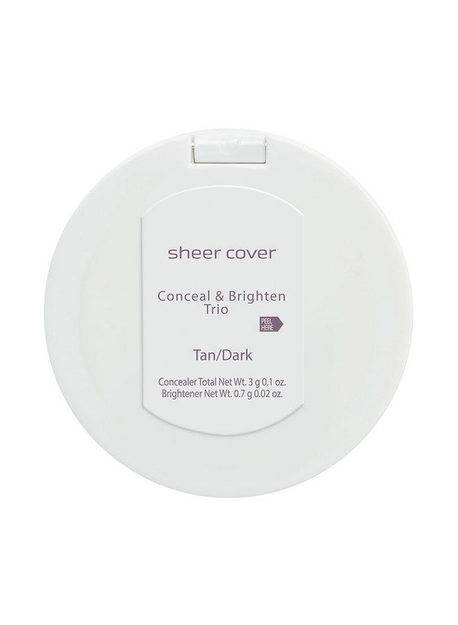SHEER COVER Studio Conceal & Brighten Concealer Highlight Trio Tan/Dark Shade Twotoned Concealers Shimmering Highlighter Tan/Dark Shade With Concealer Brush - Image 4