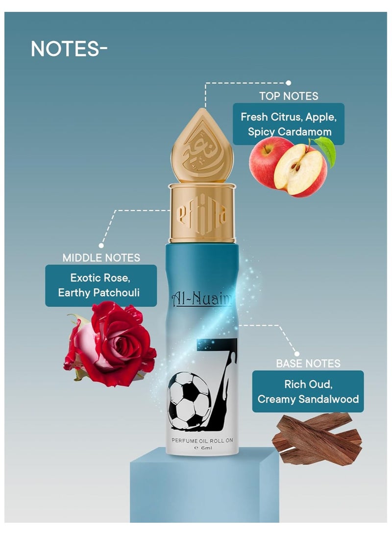 Al Nuaim Al-Nuaim 07 Perfume Oil Attar Roll-On 6ml | Alcohol-Free Unisex Concentrated Perfume Oil | Long Lasting Fruity, Aquatic & Woody Fragrance for Men & Women | Pocket Size Attar - Image 3
