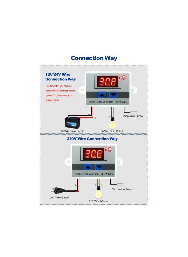 NIBEMINENT Digital Microcomputer Temperature Controller White/Grey/Red 60x45x31millimeter - Image 2