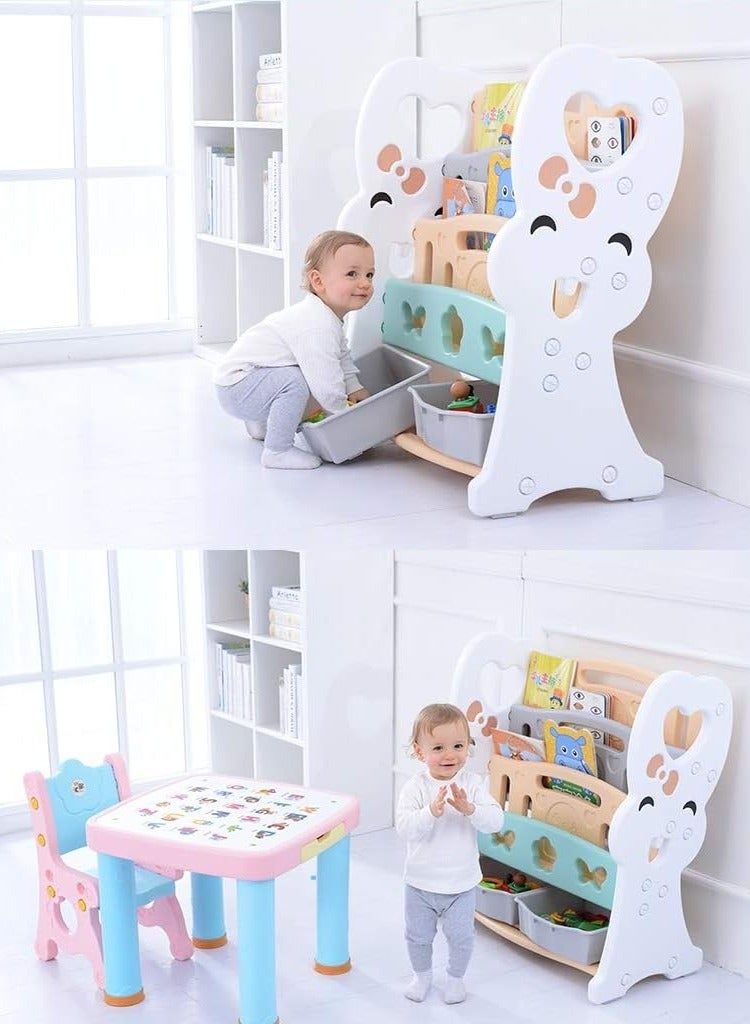 RBWTOYS RBWTOYS Children's Bookshelf Toy Storage Rack Kindergarten Plastic Shelf Storage Cabinet (Color : White, Size : 80x42.3x90cm)  - Image 3