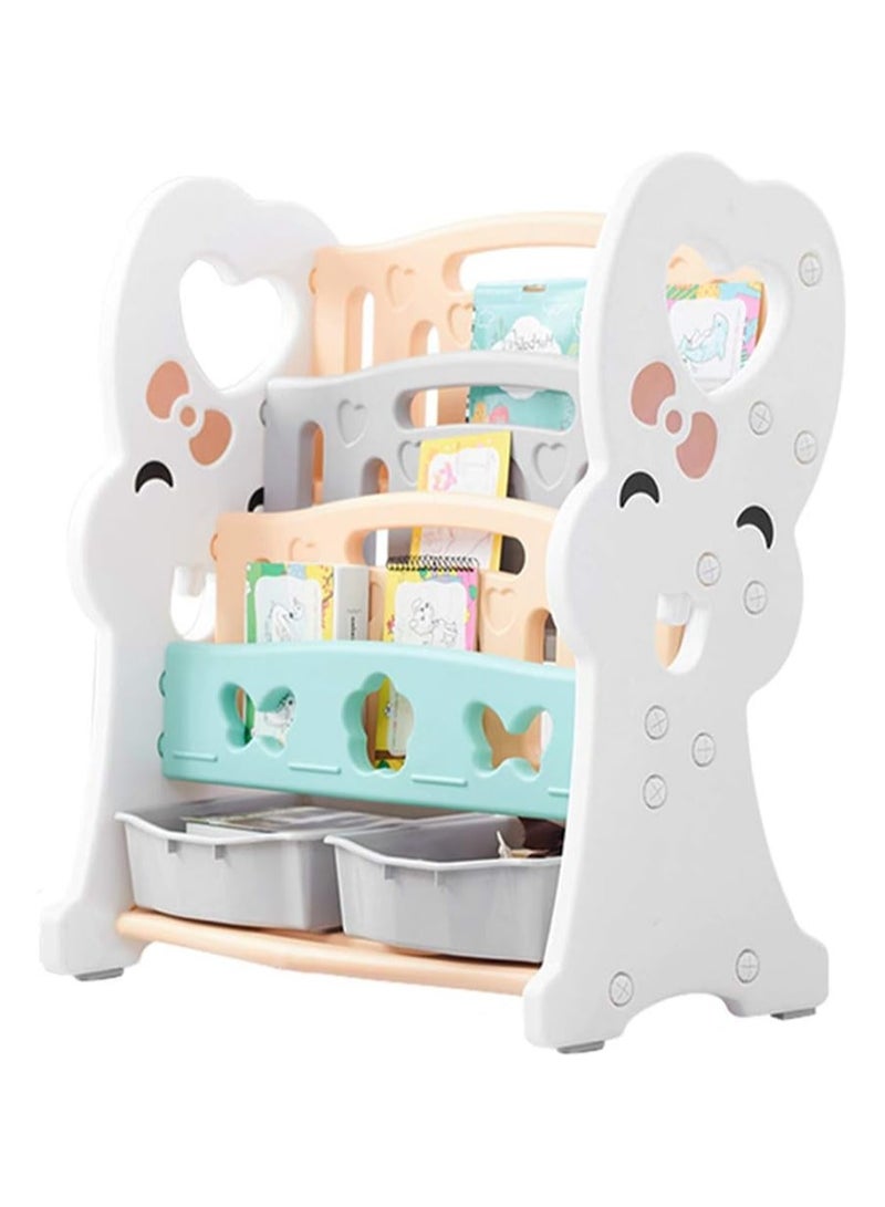 RBWTOYS RBWTOYS Children's Bookshelf Toy Storage Rack Kindergarten Plastic Shelf Storage Cabinet (Color : White, Size : 80x42.3x90cm)  - Image 1