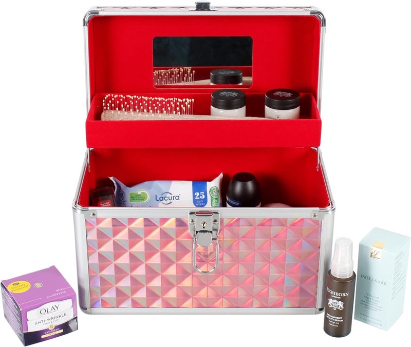AR BRAND EST. 2021 Aluminium Hard Make Up Travel Storage Box Cosmetic Beauty Vanity Case Organiser - Image 2