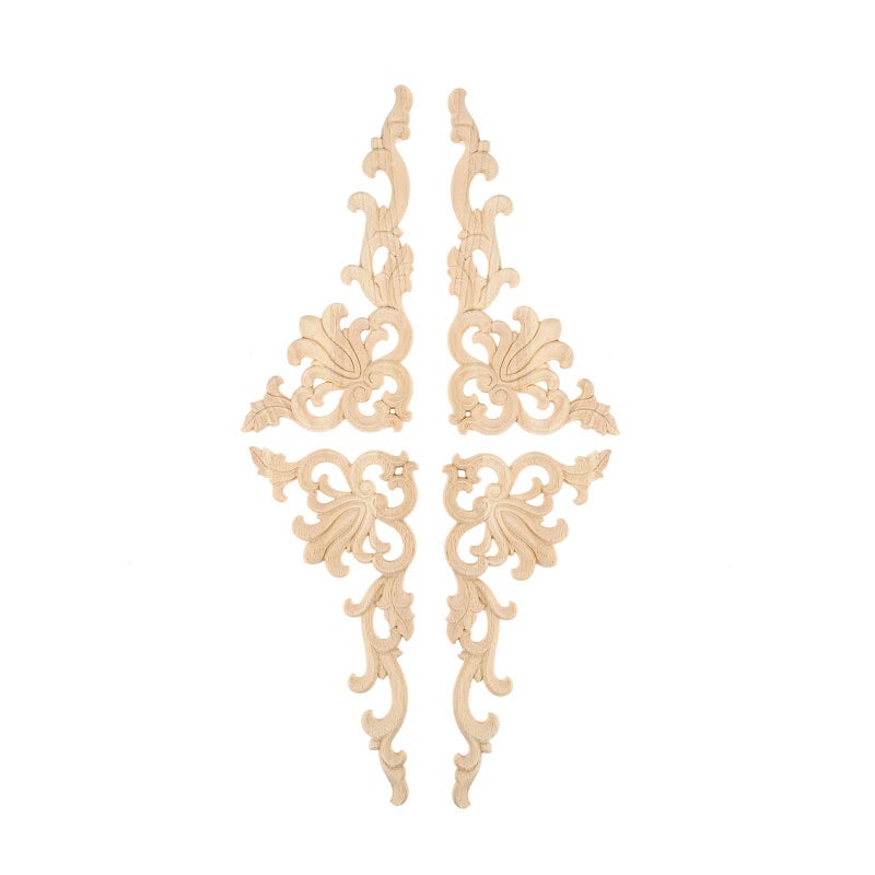 موكسام Muxsam 2-Pair Wood منحوتة 20x10cm/7.87 "" x3.94 "" الأثاث المزين الأيسر واليمين بمشاريع زاوية نحت خشبية لدرج الخزانة الخزانة. - Image 3