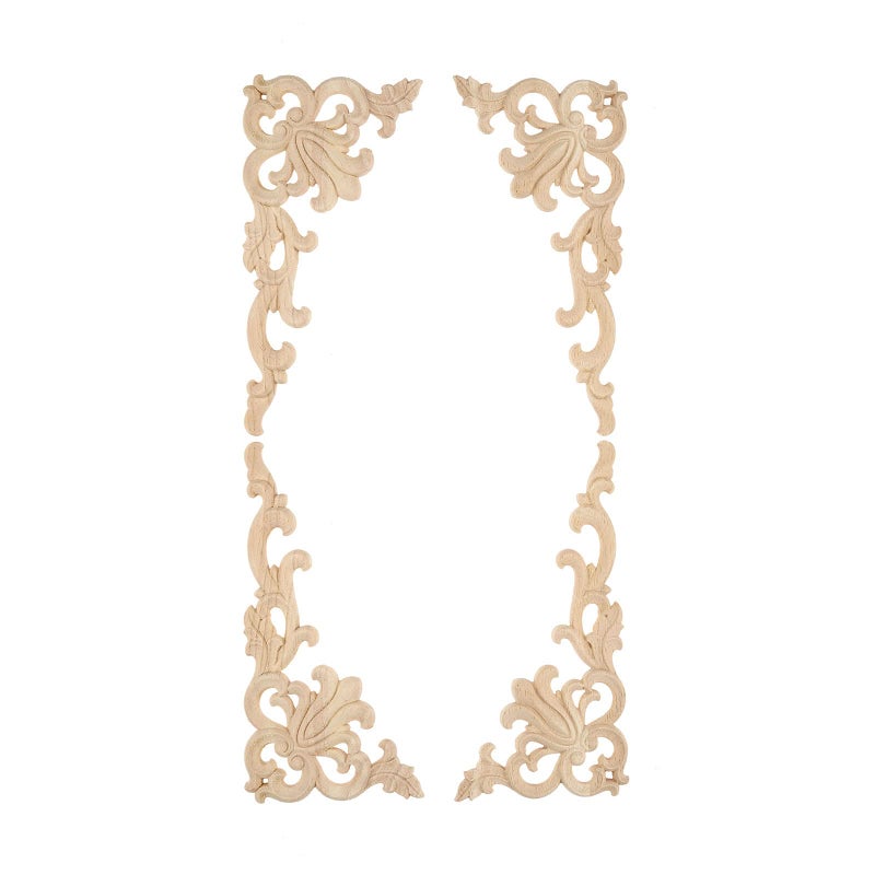 موكسام Muxsam 2-Pair Wood منحوتة 20x10cm/7.87 "" x3.94 "" الأثاث المزين الأيسر واليمين بمشاريع زاوية نحت خشبية لدرج الخزانة الخزانة. - Image 1