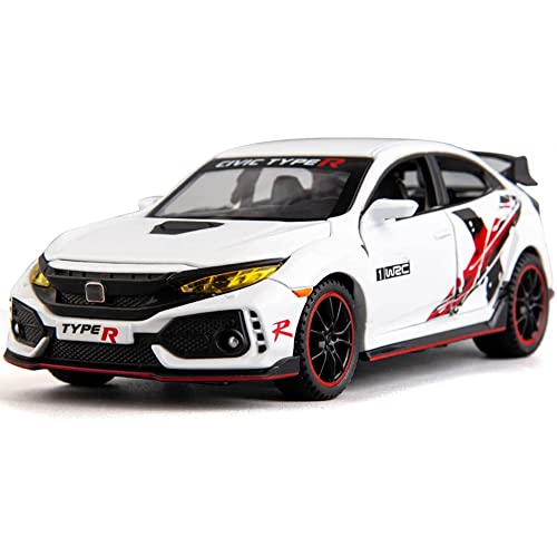 Coelon 1:32 Diecast Metal Car Model Ype R Toy Cars For Kids Pull Back Openable Doors With Light Sound, White - Image 1