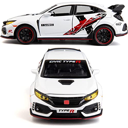 Coelon 1:32 Diecast Metal Car Model Ype R Toy Cars For Kids Pull Back Openable Doors With Light Sound, White - Image 4