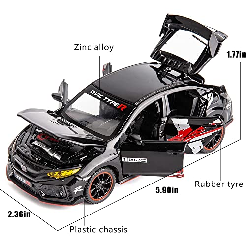 Coelon 1:32 Diecast Metal Car Model Ype R Toy Cars For Kids Pull Back Openable Doors With Light Sound, White - Image 2