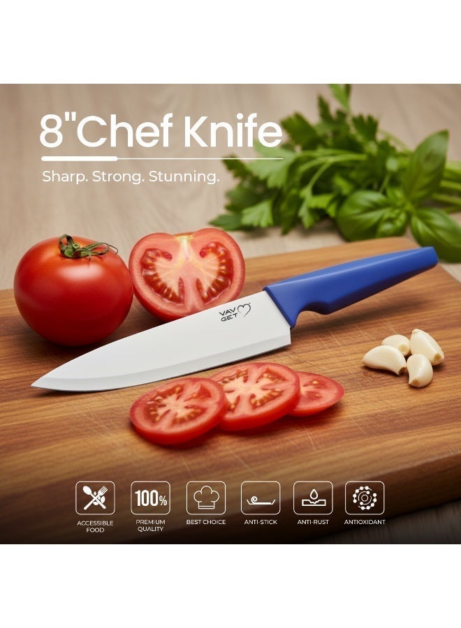 VAV GET Premium 18-Piece Blue Stainless Steel Knife Set, Non-Slip Comfort Handles, Sharpened Chef Knives, Fruits & Vegetable Peeler Included, Ideal for Home & Professional Kitchen - Image 3