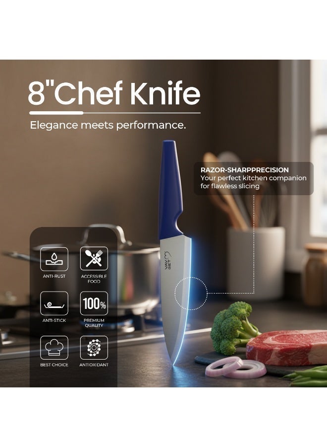 VAV GET Premium 18-Piece Blue Stainless Steel Knife Set, Non-Slip Comfort Handles, Sharpened Chef Knives, Fruits & Vegetable Peeler Included, Ideal for Home & Professional Kitchen - Image 5
