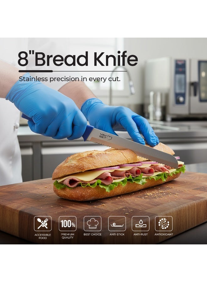 VAV GET Premium 18-Piece Blue Stainless Steel Knife Set, Non-Slip Comfort Handles, Sharpened Chef Knives, Fruits & Vegetable Peeler Included, Ideal for Home & Professional Kitchen - Image 4