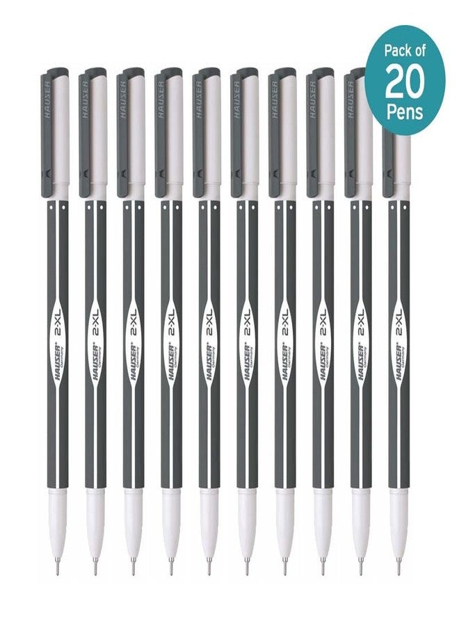 Hauser 2 XL Fine Tip Ball Pen | 2-XL Writing Length with Jumbo Refill | Minimalistic & Aesthetic Body Design | Black Ink, Pack Of 20 - Image 2