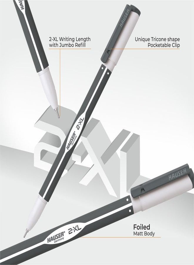 Hauser 2 XL Fine Tip Ball Pen | 2-XL Writing Length with Jumbo Refill | Minimalistic & Aesthetic Body Design | Black Ink, Pack Of 20 - Image 4