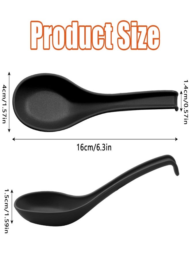Cionyce 24 Pack Soup Spoons, Reusable Plastic Asian Table Spoon Made of Food Grade PP, BPA Free, Easy Clean, Dishwasher Safe(Black) - Image 2