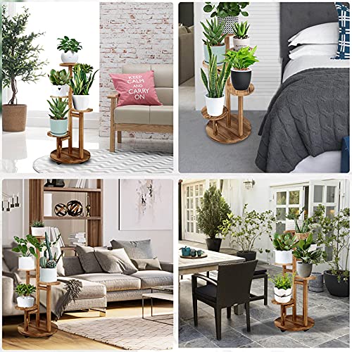 GEEBOBO 5 Tiered Tall Plant Stand for Indoor, Wood Plant Shelf Corner Display Rack, Multi-tier Planter Pot Holder Flower Stand for Living Room Balcony Garden Patio (Brown) - Image 4