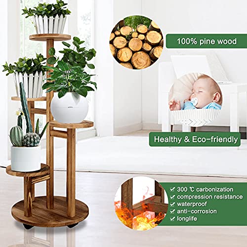 GEEBOBO 5 Tiered Tall Plant Stand for Indoor, Wood Plant Shelf Corner Display Rack, Multi-tier Planter Pot Holder Flower Stand for Living Room Balcony Garden Patio (Brown) - Image 3