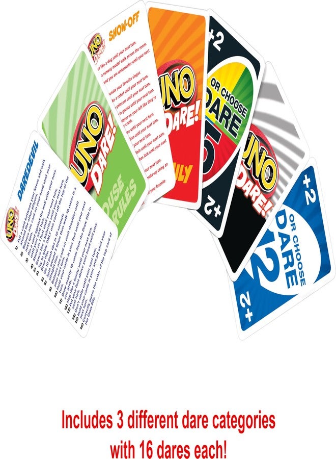Mattel Games UNO Dare Card Game for Families & Parties Featuring Challenging & Silly Dares from 3 Different Categories - Image 4