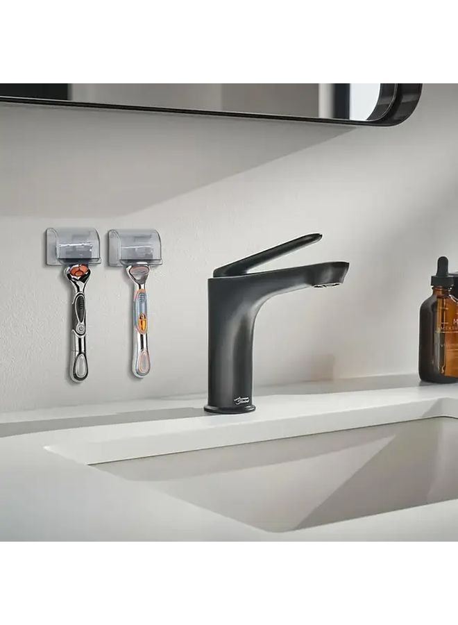Grey 2pcs Wall Mounted Razor Holder Space Saving Bathroom Organizer With Clear Plastic Design - Image 5